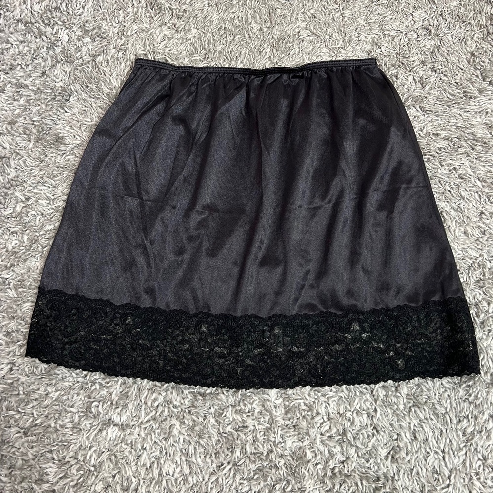 Vintage Wonder Maid Black Half Slip Womens Size Large Lace Nylon Made USA